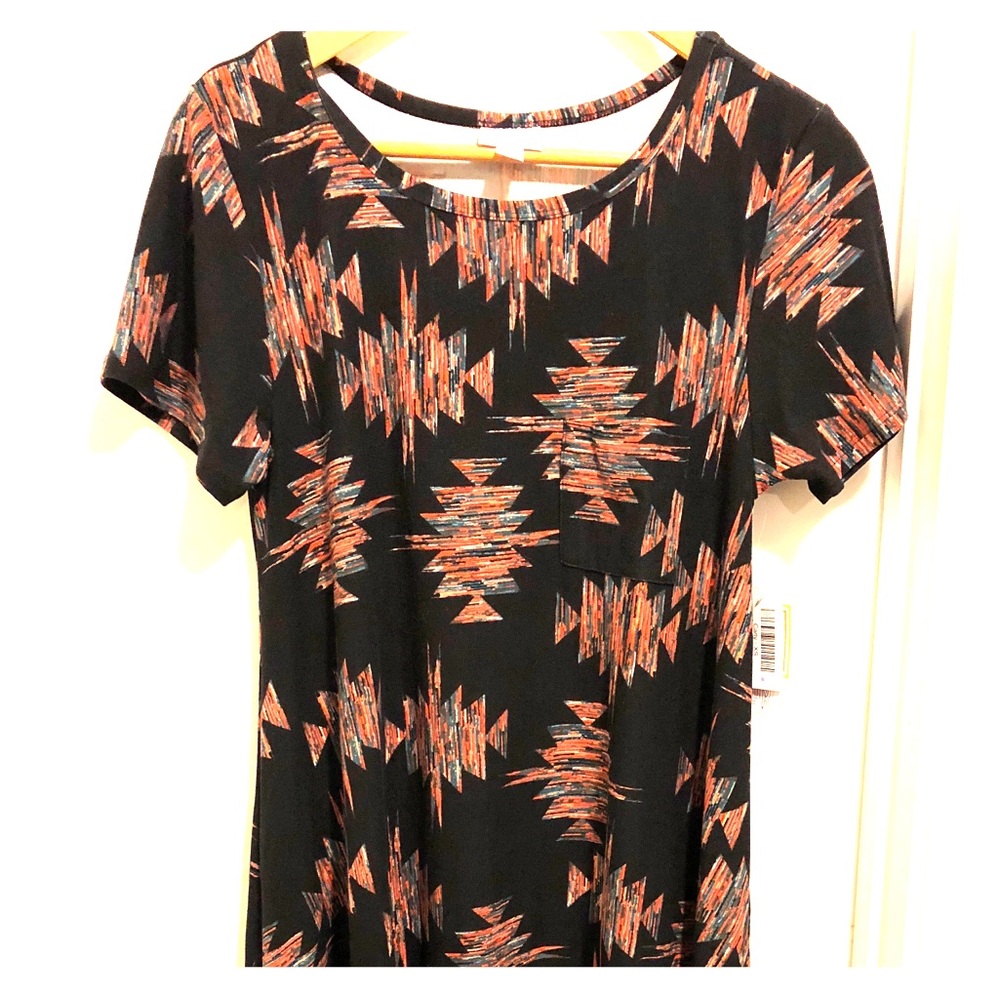 Lularoe Carly:  Black and multi large pattern